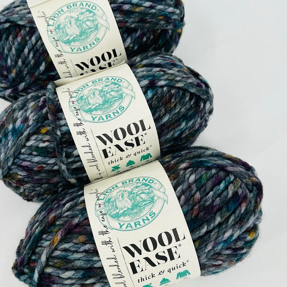 3 Lion Brand Yarns Wool-Ease Thick & Quick #527D Abalone Super Chunky Bulky